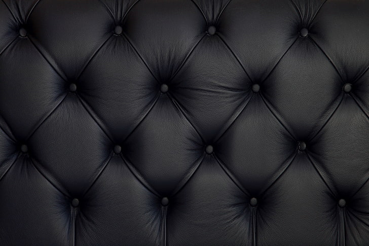 cuir noir matelassé textile, cuir, noir, texture, garnissage, peau, Fond d'écran HD