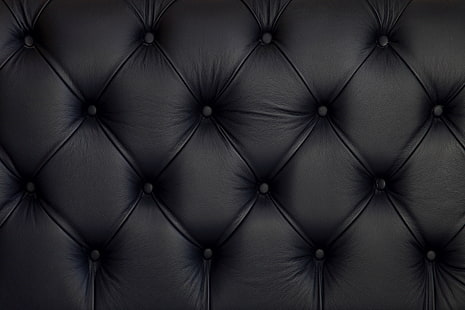 Kapitone siyah deri tekstil, deri, siyah, doku, döşeme, cilt, HD masaüstü duvar kağıdı HD wallpaper