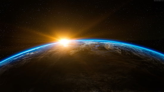 Tierra, planeta, amanecer, espacio, Fondo de pantalla HD HD wallpaper