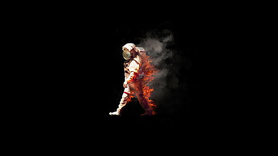 ardente, astronauta, astronauta, fuoco, NASA, tuta spaziale, ardente, astronauta, astronauta, fuoco, nasa, tuta spaziale, Sfondo HD HD wallpaper
