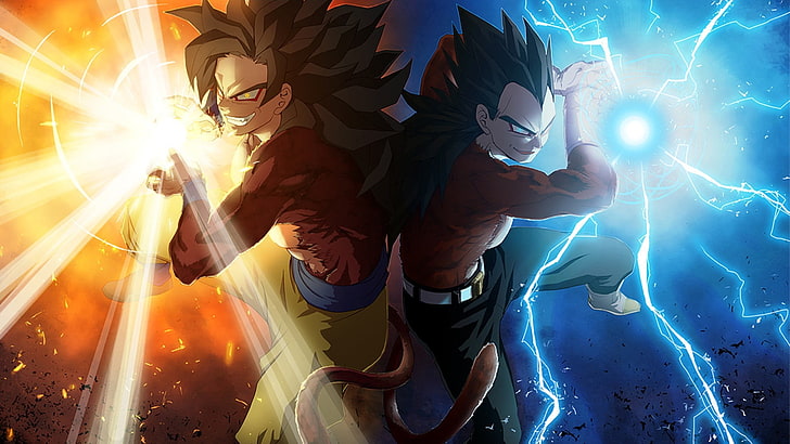 Super Saiyan 4 Son Goku & Vegetta illustration ، Dragon Ball Z ، Dragon Ball GT ، Super Saiyan 4، خلفية HD