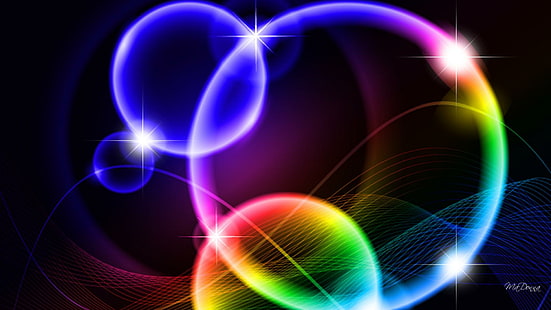 Bulles Affiche de bulles lumineuses et multicolores, noir, boules, bulles, bleu, violet, rose, lumineux, coloré, bulle, abstrait, éclat, 3d et abstr, Fond d'écran HD HD wallpaper