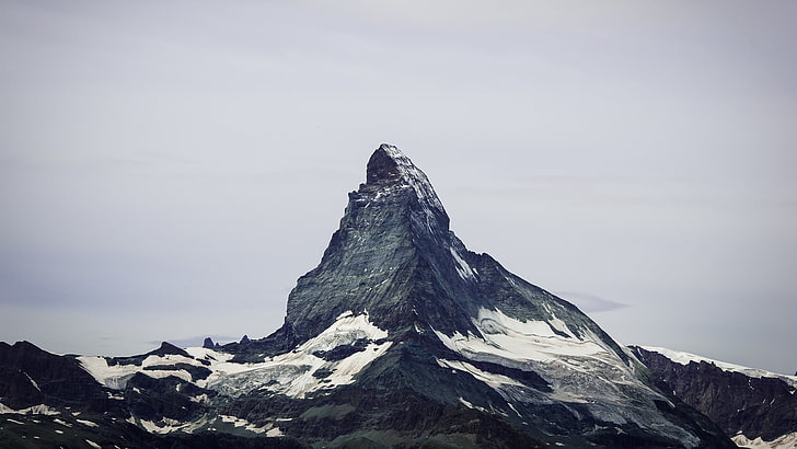 snow covered mountain, Matterhorn, mountains, Switzerland, HD wallpaper