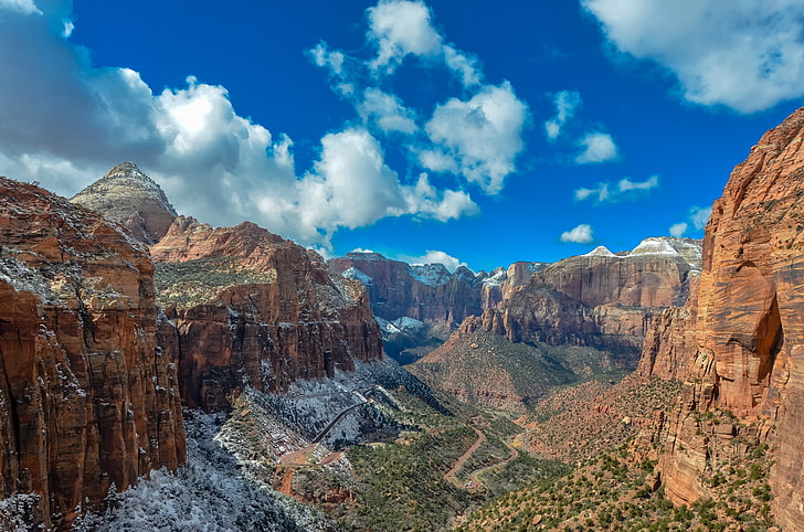 Awan, Canyon Overlook Trail, Taman Nasional Zion, 4K, AS, Utah, Wallpaper HD