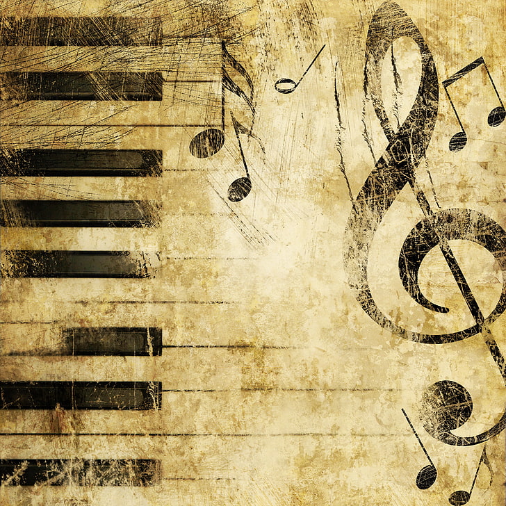 potongan piano hitam ilustrasi, musik, piano, tekstur, Treble clef, Wallpaper HD