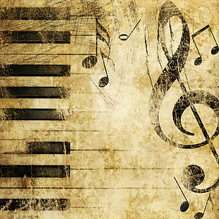 czarna ilustracja utworów fortepianowych, muzyka, fortepian, tekstura, klucz wiolinowy, Tapety HD HD wallpaper
