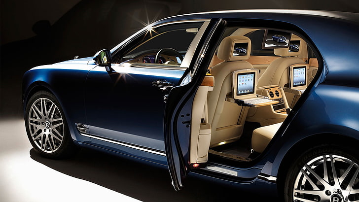 interior de carro preto e cinza, Bentley Mulsanne, carro, HD papel de parede