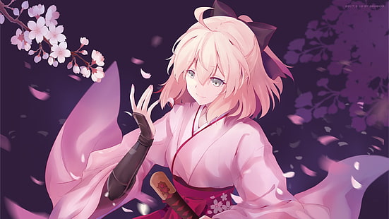 Anime, Anime Girls, Fate / Grand Order, Sakura Sabre, Mädchen mit Schwertern, Fate Series, rosa Haare, HD-Hintergrundbild HD wallpaper