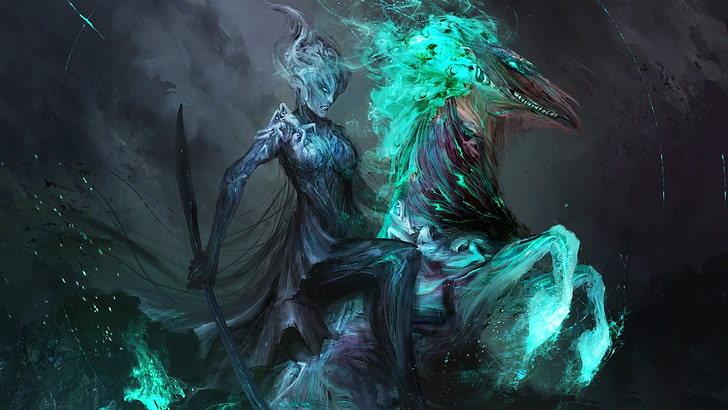 illustrazione del personaggio applicazione di gioco, cavallo, guerriero, fantasy art, apocalittico, Quattro cavalieri dell'Apocalisse, dark fantasy, Sfondo HD