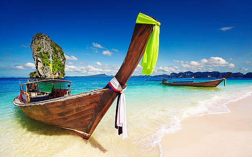 Андаманское море Остров Пхукет Таиланд Тропический пляж Лодки Фотообои Hd 3840 × 2400, HD обои HD wallpaper