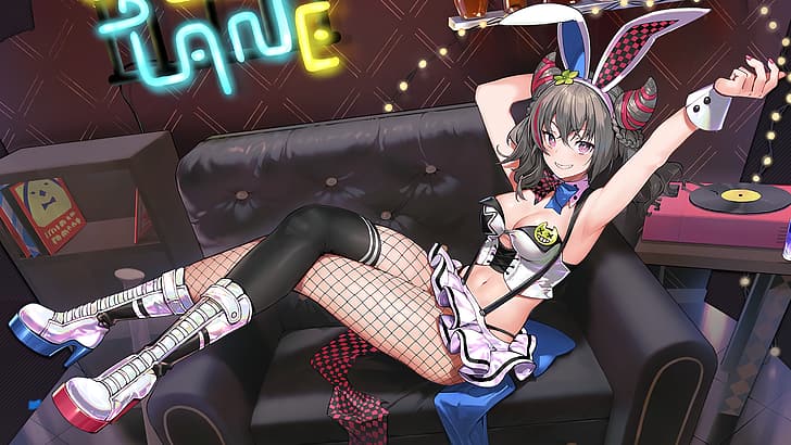 Azur Lane, video games, anime girls, bunny ears, skirt, HD wallpaper