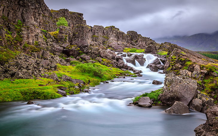 아름 다운 Oxarafoss 폭포 아이슬란드 유럽 사진 풍경 4 k 울트라 Hd 데스크탑 월페이퍼 컴퓨터 노트북 태블릿 및 휴대 전화 5200 × 3250, HD 배경 화면