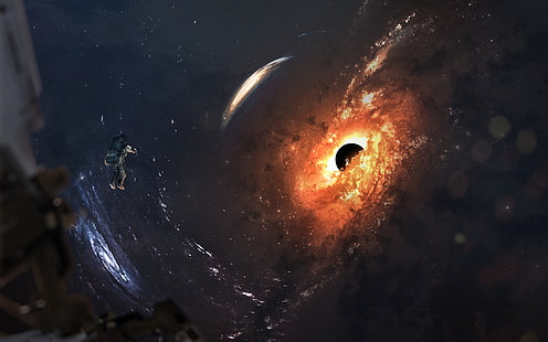 Научная фантастика, Черная дыра, Астронавт, HD обои HD wallpaper