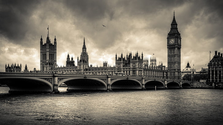 London, Big Ben, Sungai Thames, Wallpaper HD