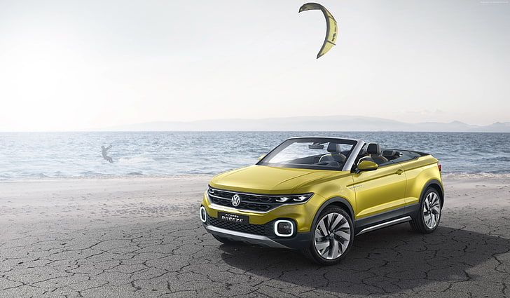 Volkswagen T-cross, geçit, Cenevre Otomobil Fuarı 2016, sarı, HD masaüstü duvar kağıdı