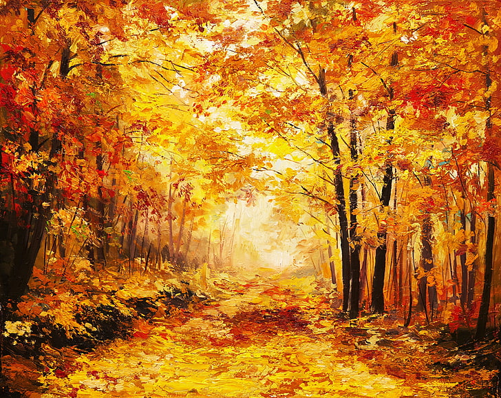 изсушени листа, есен, листа, дървета, цвят, време на годината, HD тапет