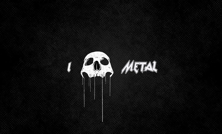 vit skalle metall affisch, metall, metall musik, skalle, minimalism, svartvit, HD tapet