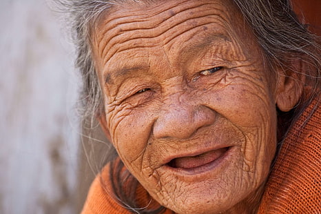 아름다운, 노인, 여성, 할머니, 행복, 늙은, 사람, 인물, 미소, 웃고있는, 여자, 주름, HD 배경 화면 HD wallpaper