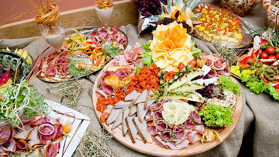 طبق ، لحم ، خضروات ، سندويتش ، طعام، خلفية HD HD wallpaper