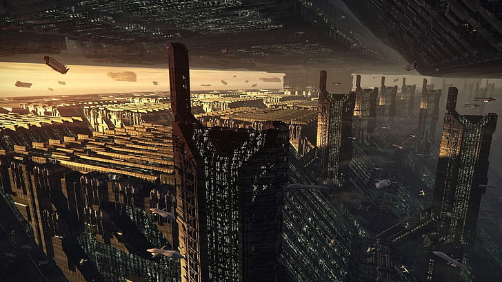 science fiction, dzieła sztuki, futurystyczne miasto, Tapety HD
