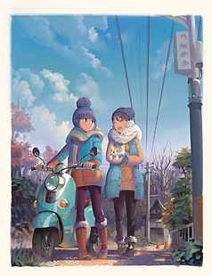 Yuru Camp, garotas de anime, Rin Shima, Ena Saitou, HD papel de parede HD wallpaper