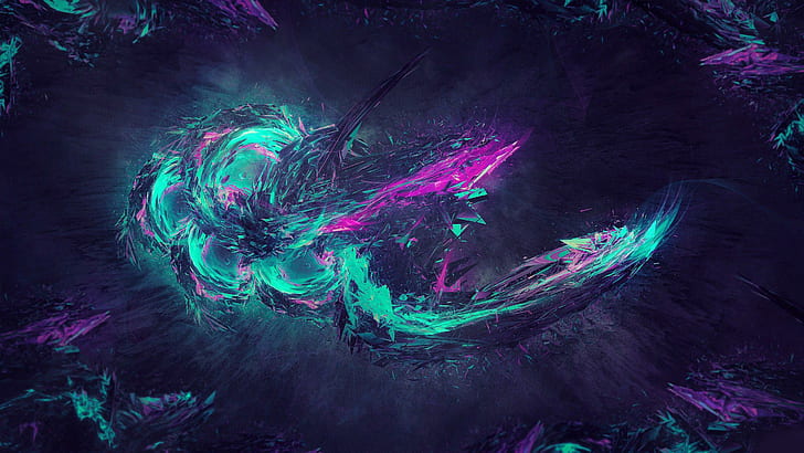 Blue and purple shards, abstract painting, 3d, 2560x1440, shard, HD wallpaper