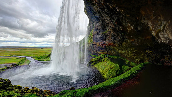 cascate durante il giorno, Seljalandsfoss, 5k, 4k wallpaper, Islanda, cascata, viaggi, turismo, Sfondo HD HD wallpaper