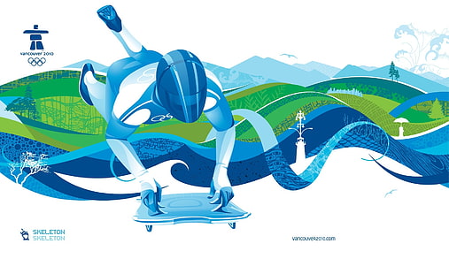 رياضة الهيكل العظمي ، ورق الجدران الرقمي لدورة الألعاب الأولمبية الشتوية باللونين الأزرق والأخضر ، والرياضة ، والألعاب الأولمبية الشتوية ، والرياضة ، والألعاب الأولمبية الشتوية ، والرياضات الشتوية ، والألعاب الأولمبية الشتوية لفانكوفر 2010 ، والهيكل العظمي ، والرياضة الهيكلية ، والتزحلق، خلفية HD HD wallpaper