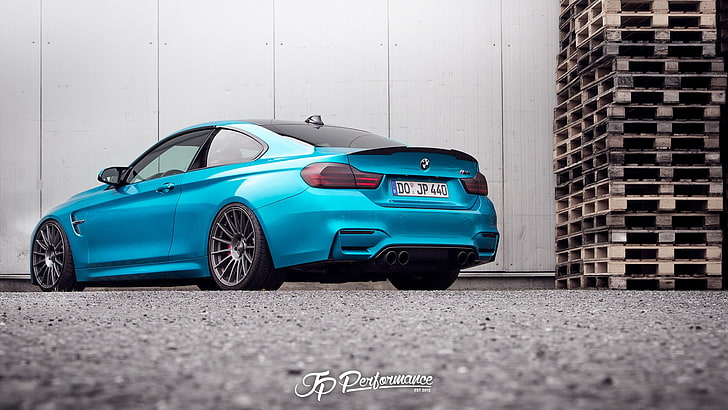 niebieski 3-drzwiowy hatchback, BMW, JP Performance, BMW M4, niebieskie samochody, samochód, Tapety HD