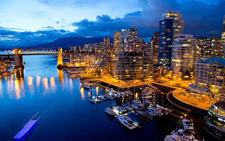Architecture, boats, buildings, canada, cities, clouds, harbor, hdr,  lights, HD wallpaper | Wallpaperbetter