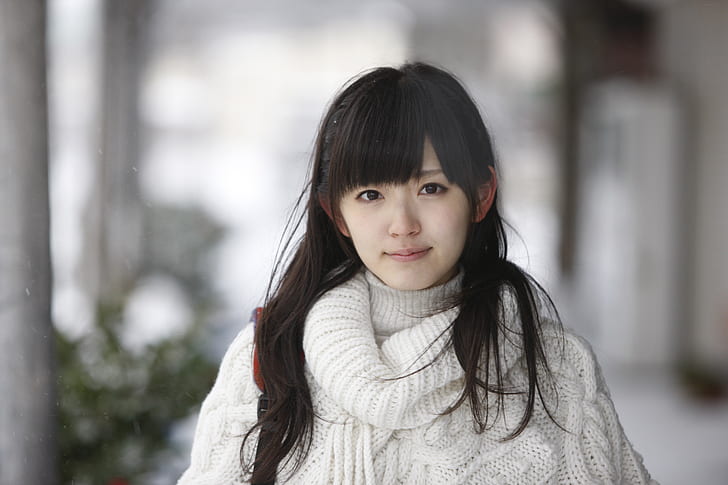 Airi Suzuki, outdoors, snow, HD wallpaper