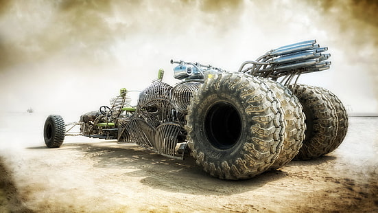 dragster negro y gris, Mad Max, coche, Mad Max: Fury Road, Fondo de pantalla HD HD wallpaper