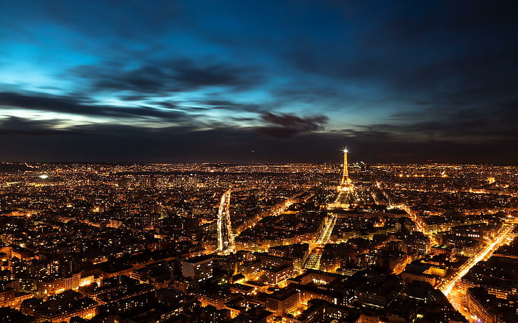 Nocne niebo w Paryżu, noc, paryż, podróże i świat, Tapety HD