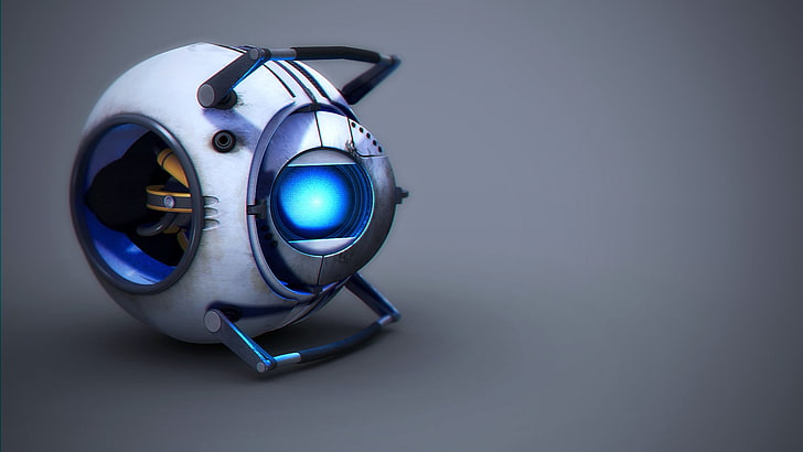 round white and grey device photo, Portal (game), Portal 2, Wheatley, video games, HD wallpaper