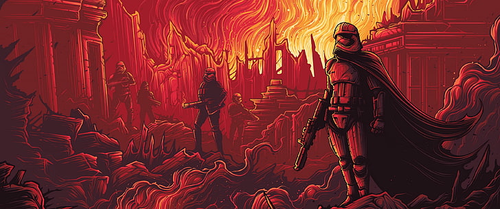 Ilustração do filme Star Wars, stormtrooper, Star Wars, queimando, HD papel de parede