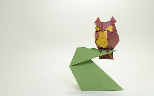 สัตว์, origami, กระดาษ, นกฮูก, วอลล์เปเปอร์ HD HD wallpaper
