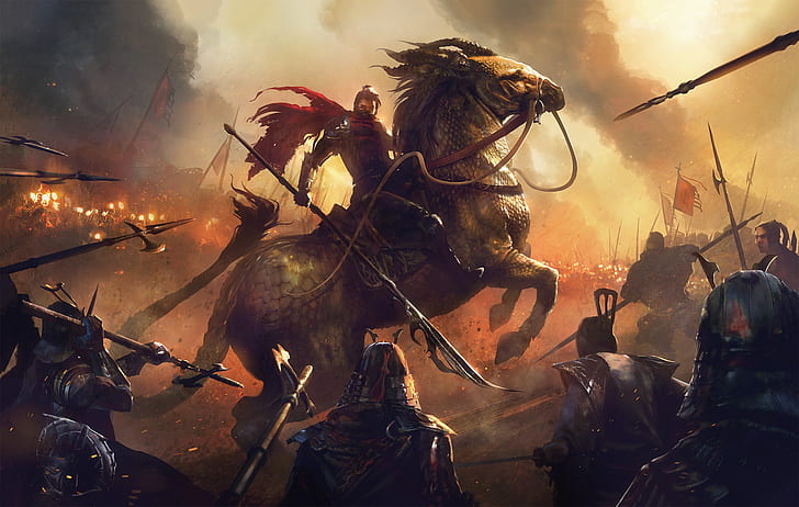 pferd, fantasiekunst, grafik, schlacht, Magdalena Katańska, HD-Hintergrundbild