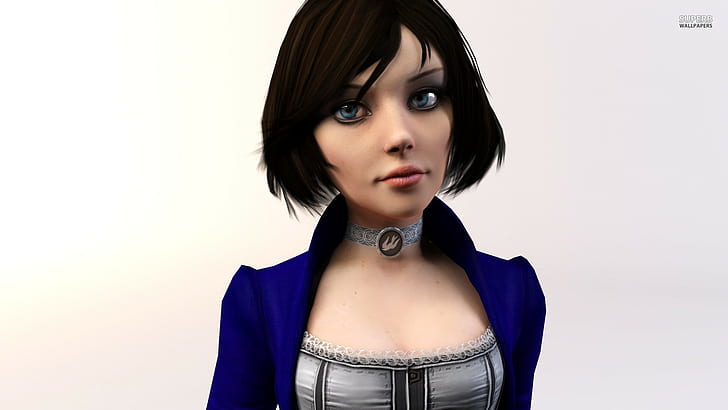 BioShock, ojos azules, videojuegos, Elizabeth (BioShock), 3D, BioShock Infinite, morena, Fondo de pantalla HD