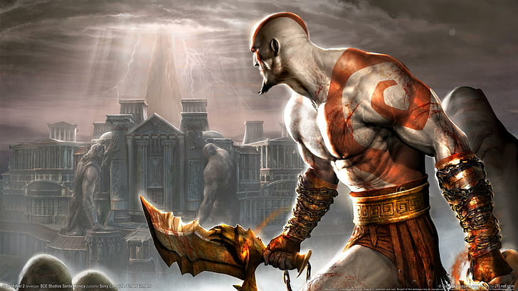 God of War 2 PS2-Spiel, Kratos von God of War Illustration, Spiel, Spiele, HD-Hintergrundbild