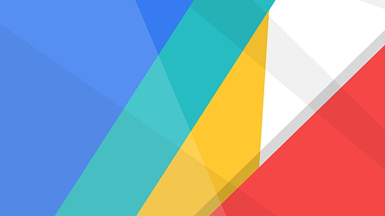 arte abstrata azul, amarela, azul-petróleo e vermelha, estilo material, Android L, HD papel de parede HD wallpaper