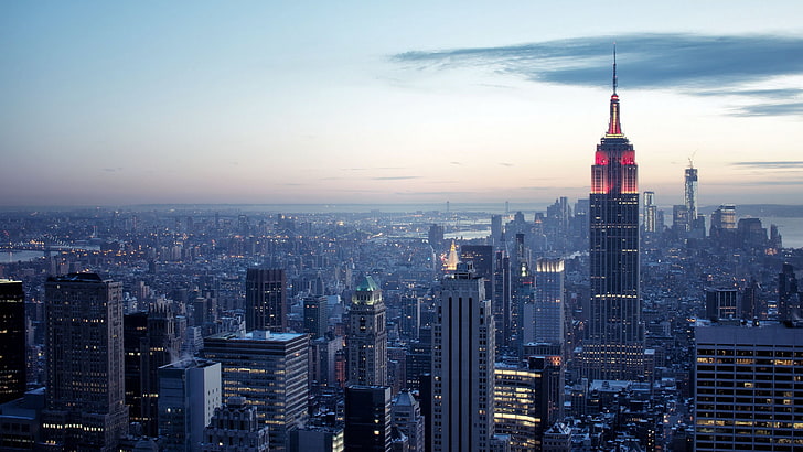 city, building, skyscraper, skyline, Empire State Building, New York City, HD wallpaper