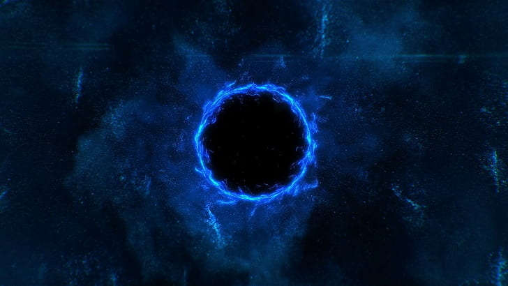 black holes, space, blue, black holes, blue, HD wallpaper