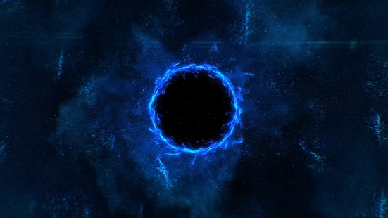 animación portal azul, espacio, agujeros negros, arte espacial, arte digital, estrellas, Fondo de pantalla HD HD wallpaper