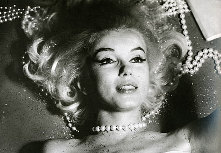 Marilyn Monroe, atriz, colar de pérolas, rosto, mulheres, HD papel de parede HD wallpaper