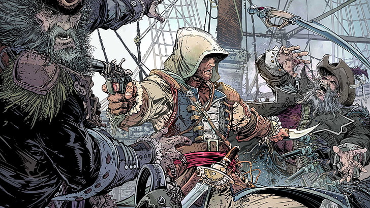 wallpaper digital bajak laut, Assassin's Creed, video game, fan art, Edward Kenway, Wallpaper HD