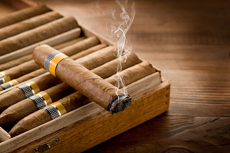 дым, дерево, сигары, нюхательный табак, HD обои HD wallpaper