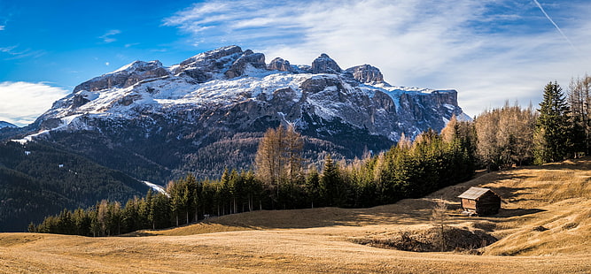 brown house near hill under blue skies, corvara, alta badia, corvara, alta badia, Corvara, Alta Badia, Landscape photography, brown house, hill, blue skies, dolomiti, layered, color, calm, peaceful, nature, italy, italia, yellow, piz, snow, landmark, plant, photography, grass, outside, canvas, sky, scenic, tree, outdoors, natural, vacation, geotagged, white, photo, path, tranquil, prints, landscape, winter, plants, depth, european, outdoor, landscapes, print, mountain, clouds, view, countryside, dolomites, photograph, scenery, beautiful, travel, forest  house, fine art, colors, green, horizontal, europe, field, portfolio, scenics, european Alps, forest, mountain Peak, rock - Object, summer, beauty In Nature, HD wallpaper HD wallpaper