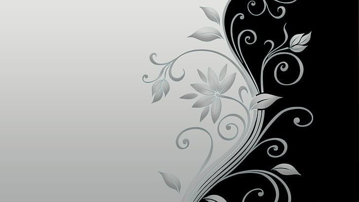 flower, stalk, black, white, HD wallpaper