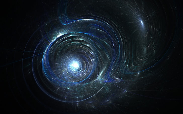 czarno-niebieska tapeta cyfrowa, wszechświat, galaktyka, światła, sztuka cyfrowa, abstrakcja, Tapety HD