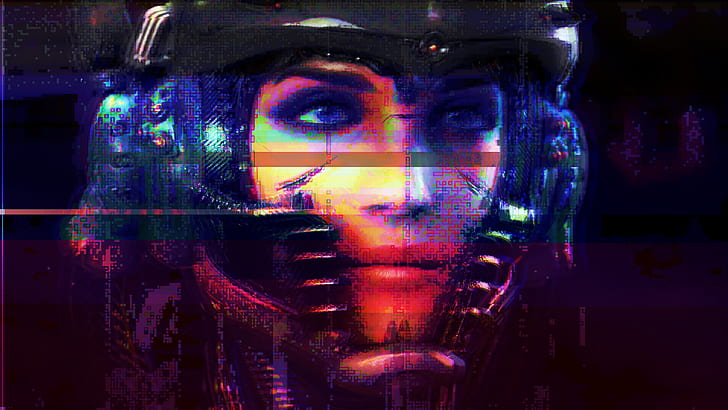 cyberpunk, glitch art, HD tapet